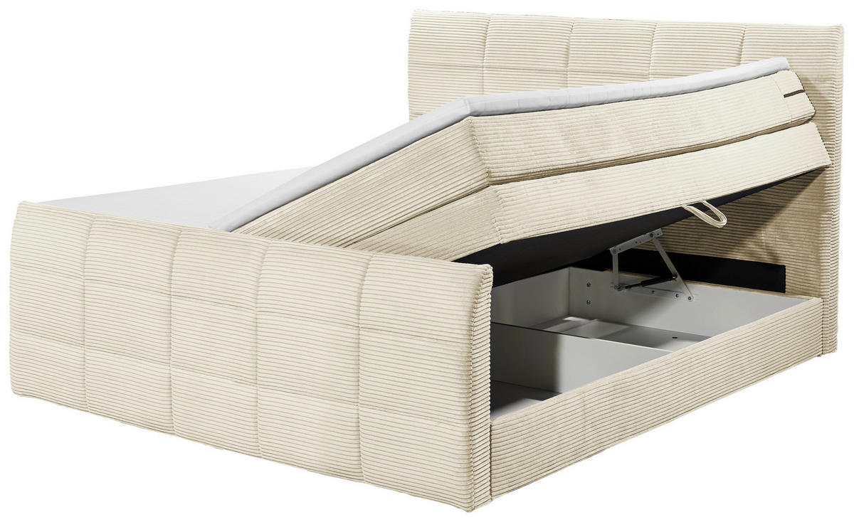 BOXSPRINGBETT 180/200 cm  in Creme  - Creme/Schwarz, Modern, Holzwerkstoff/Kunststoff (180/200cm) - MID.YOU