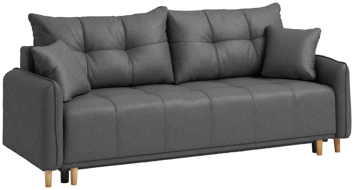SCHLAFSOFA  in Struktur Grau  - Buchefarben/Grau, Design, Holz/Textil (217/97/101cm) - Carryhome