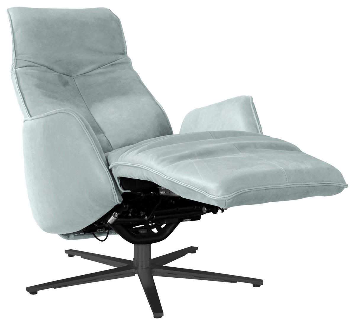 RELAXSESSEL in Leder Hellblau  - Anthrazit/Hellblau, Design, Leder/Metall (71/114/84cm) - Johann Jakob