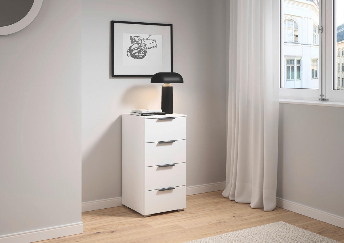 NACHTKÄSTCHEN 40/81/42 cm  in Weiß  - Alufarben/Weiß, MODERN, Holzwerkstoff (40/81/42cm) - Rauch Möbel