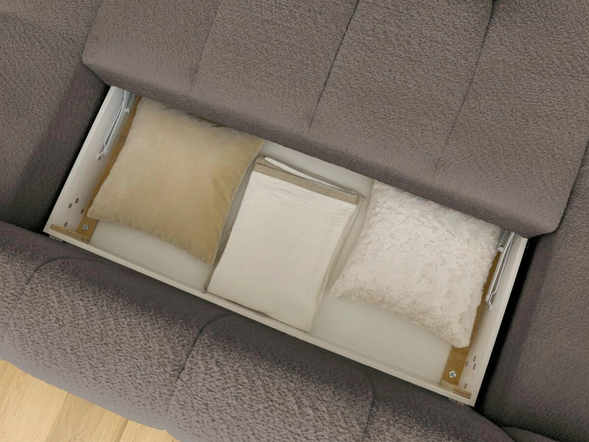 WOHNLANDSCHAFT  FUJI  Taupe Bouclé  - Taupe/Schwarz, MODERN, Kunststoff/Textil (160/377/204cm)