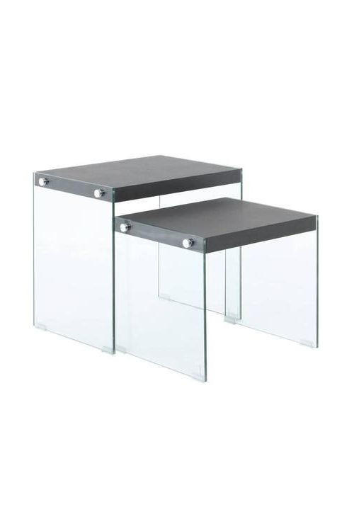 BEISTELLTISCHSET in Glas, Holzwerkstoff  - Klar/Schwarz, Basics, Glas/Holzwerkstoff - Kayoom