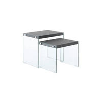 BEISTELLTISCHSET in Glas, Holzwerkstoff  - Klar/Schwarz, Basics, Glas/Holzwerkstoff - Kayoom