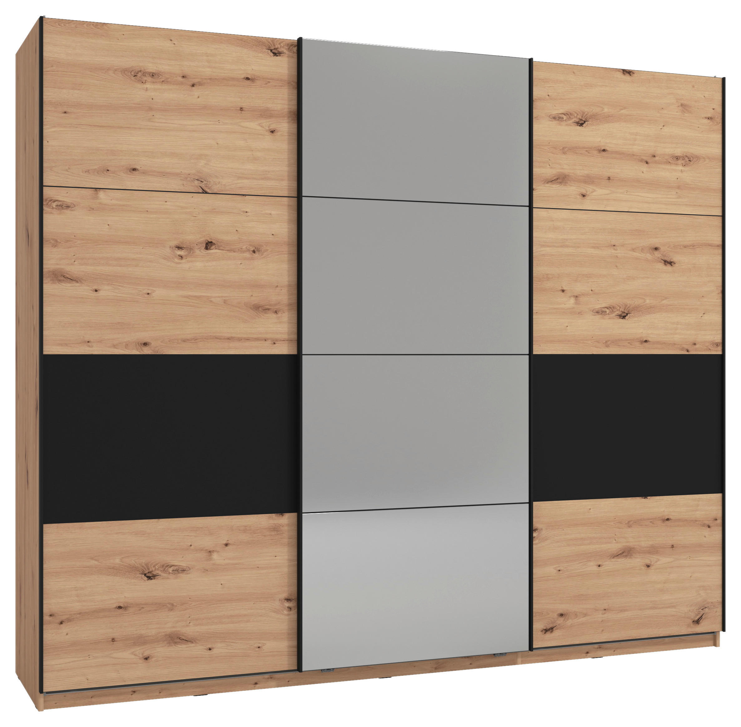 Xora Schwebetürenschrank Schwarz, Eiche 262.5x224x62.5 cm