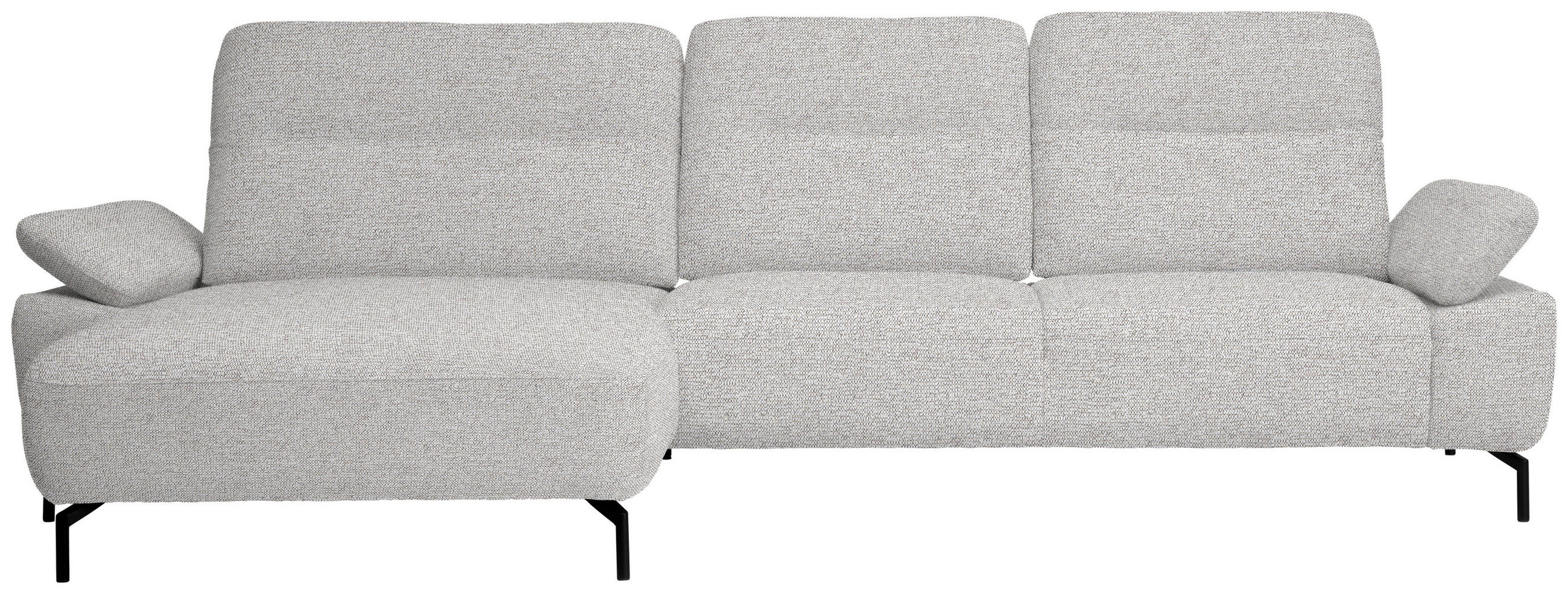 ECKSOFA in Flachgewebe, Chenille Ecru  - Ecru/Schwarz, Design, Textil/Metall (165/318cm) - Xora