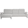 ECKSOFA in Flachgewebe, Chenille Ecru  - Ecru/Schwarz, Design, Textil/Metall (165/318cm) - Xora