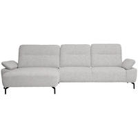 ECKSOFA in Flachgewebe, Chenille Ecru  - Ecru/Schwarz, Design, Textil/Metall (165/318cm) - Xora