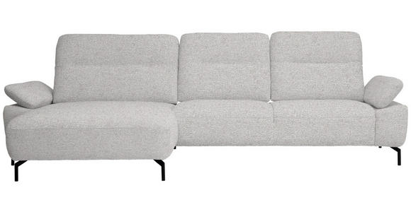 ECKSOFA in Chenille, Flachgewebe Ecru 165/318 cm - Ecru/Schwarz, Design, Textil/Metall (165/318cm) - Xora