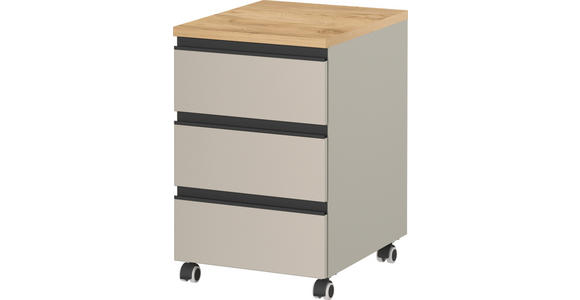 ROLLCONTAINER 40/63/50 cm - Eichefarben/Schwarz, MODERN, Holzwerkstoff/Kunststoff (40/63/50cm) - Novel