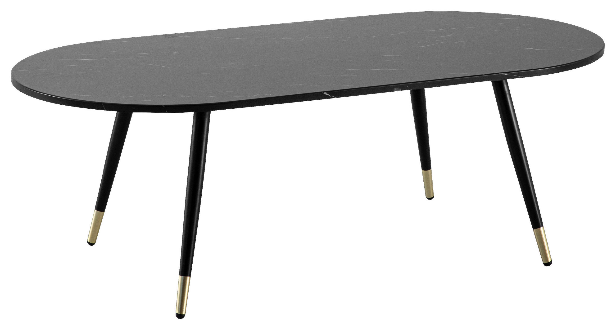 COUCHTISCH 120/60/41,5 cm oval Schwarz  - Goldfarben/Schwarz, Design, Holzwerkstoff/Metall (120/60/41,5cm) - MID.YOU