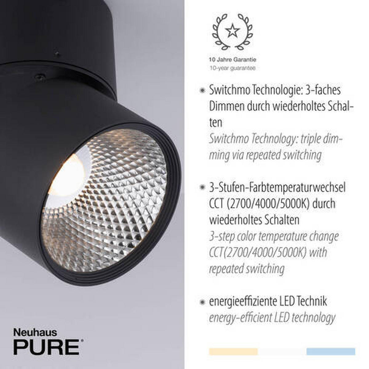 LED-DECKENLEUCHTE 15/15/16 cm   - Schwarz, Basics, Kunststoff/Metall (15/15/16cm) - Neuhaus PURE