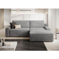 ECKSCHLAFSOFA CHALLANGE in Cord Dunkelgrau  - Dunkelgrau/Schwarz, MODERN, Kunststoff/Textil (246/168cm) - Trendmanufaktur