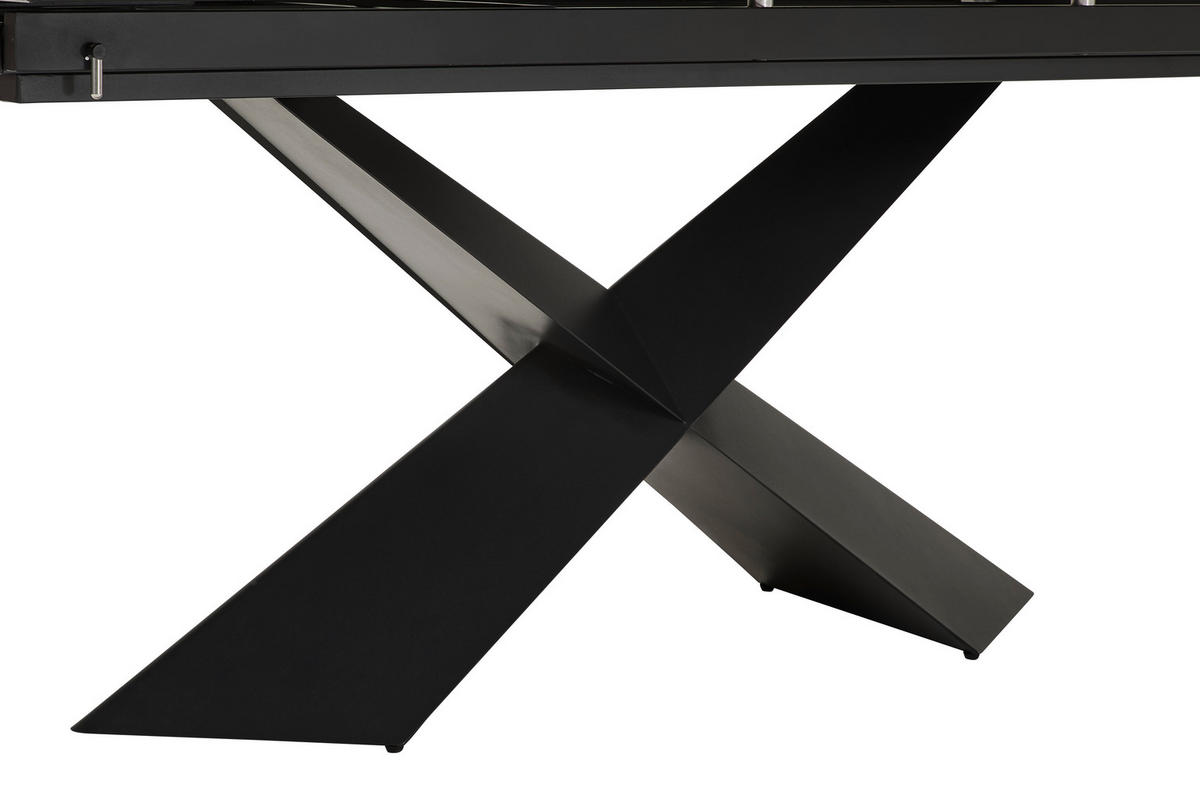 ESSTISCH in Metall, Glas, Keramik 180-250/98/77 cm  - Beige/Schwarz, Design, Glas/Keramik (180-250/98/77cm) - Emilio Belluti