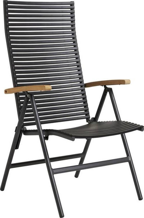 GARTENSTUHL Kunststoff Anthrazit, Schwarz, Teakfarben  - Anthrazit/Schwarz, KONVENTIONELL, Holz/Kunststoff (60/111/72cm) - Gardenson