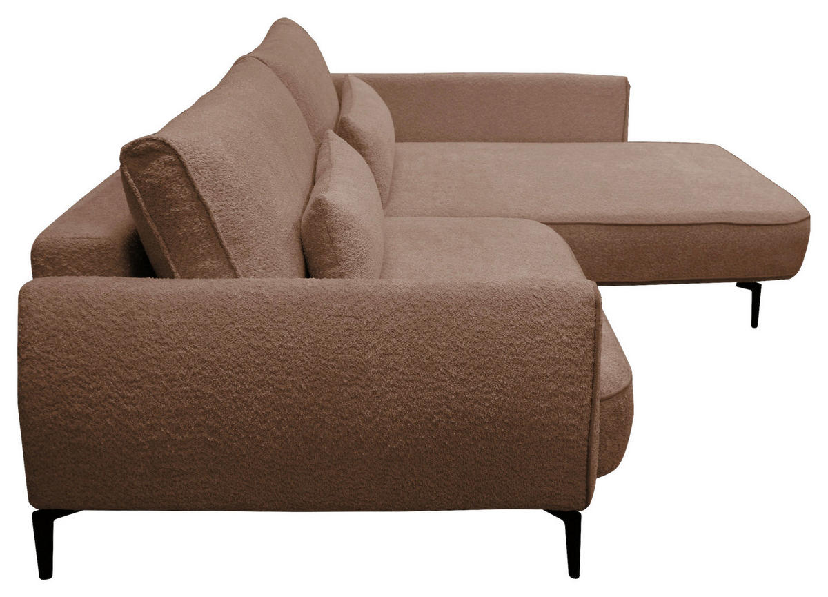 ECKSOFA in Bouclé Braun  - Creme/Schwarz, Design, Textil/Metall (273/204cm) - MID.YOU