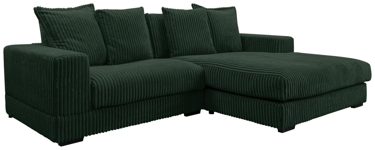 ECKSOFA Dunkelgrün Cord  - Dunkelgrün/Schwarz, Design, Kunststoff/Textil (285/195cm) - MID.YOU