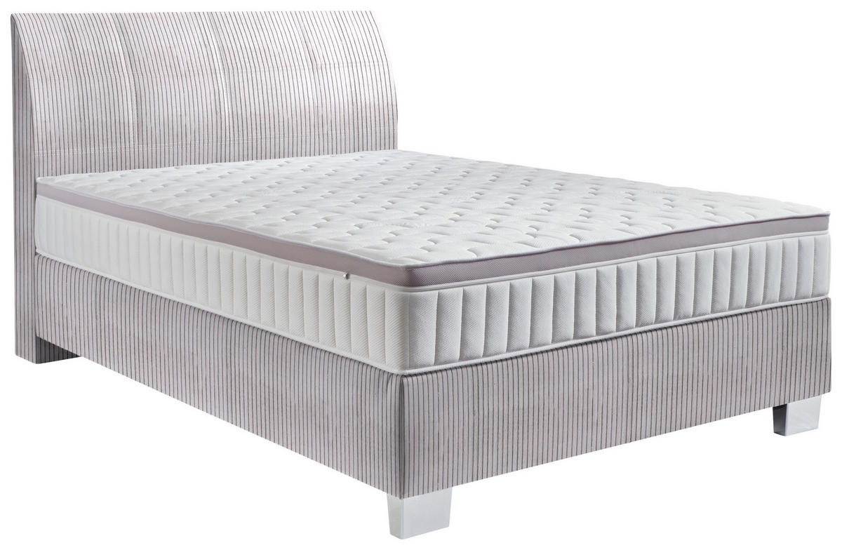 BOXSPRINGBETT 140/200 cm  in Grau  - Chromfarben/Grau, Konventionell, Kunststoff/Textil (140/200cm) - Hom`in