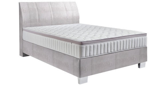 BOXSPRINGBETT 140/200 cm  in Grau  - Chromfarben/Grau, KONVENTIONELL, Kunststoff/Textil (140/200cm) - Hom`in