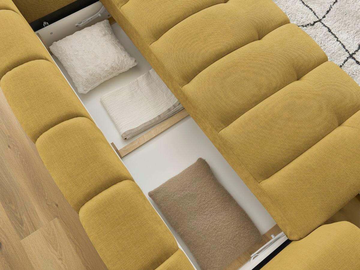 SCHLAFSOFA FUJI Leinenoptik Gelb  inkl.  - Gelb/Schwarz, MODERN, Kunststoff/Textil (251/113/88cm)