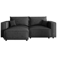 ECKSOFA Anthrazit Webstoff Zierkissen, Rückenkissen, Rücken echt  - Anthrazit/Schwarz, MODERN, Kunststoff/Textil (153/250cm) - Xora