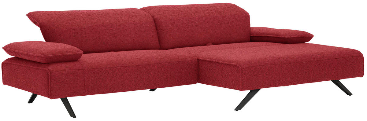 ECKSOFA in Flachgewebe Rot  - Anthrazit/Rot, Design, Textil/Metall (280/165cm) - Johann Jakob