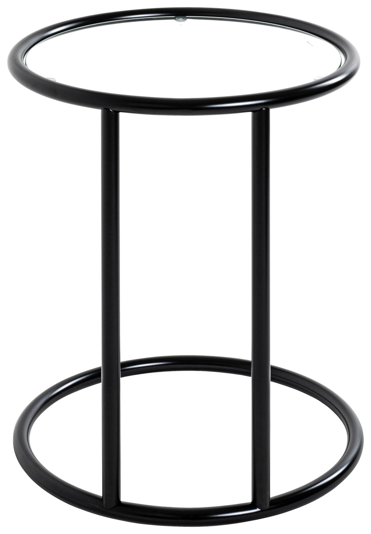 BEISTELLTISCH in Metall, Glas 45/45/55 cm  - Schwarz, Design, Glas/Metall (45/45/55cm)