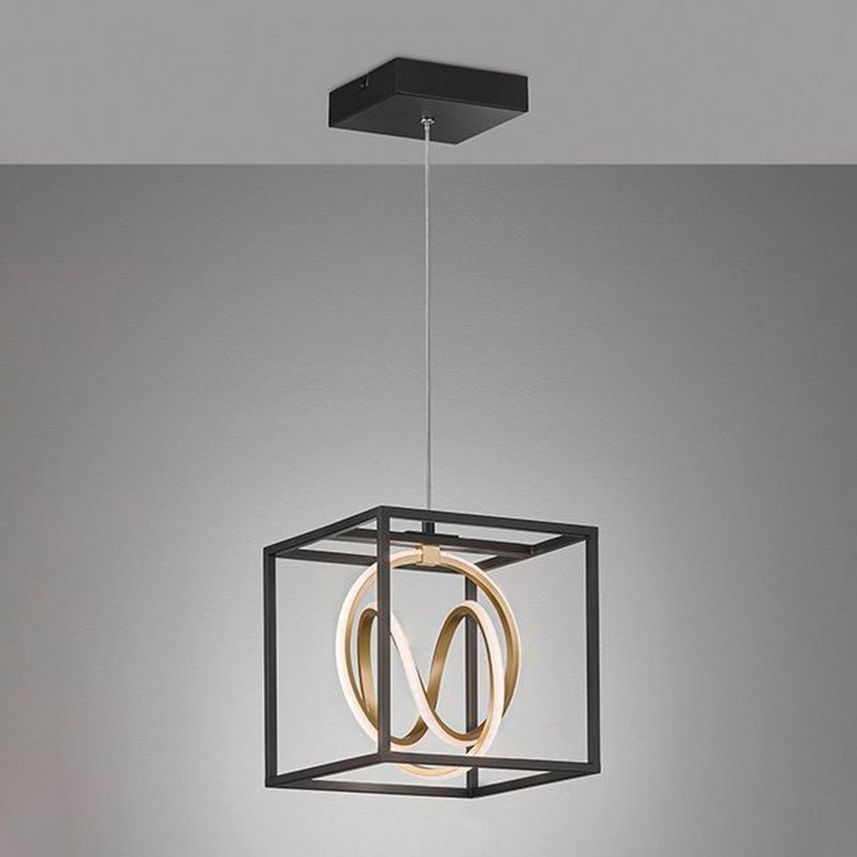 LED-HÄNGELEUCHTE 25/25 cm  - Schwarz, Design, Metall (25/25cm)