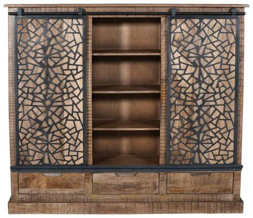 MID.YOU VYSOKÁ KOMODA, mangové drevo, prírodná farba, čierna, 160/140/40 cm