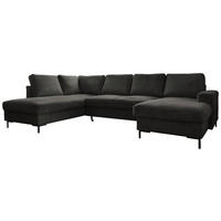 WOHNLANDSCHAFT in Cord Grau  - Schwarz/Grau, Design, Textil/Metall (197/303/148cm) - MID.YOU