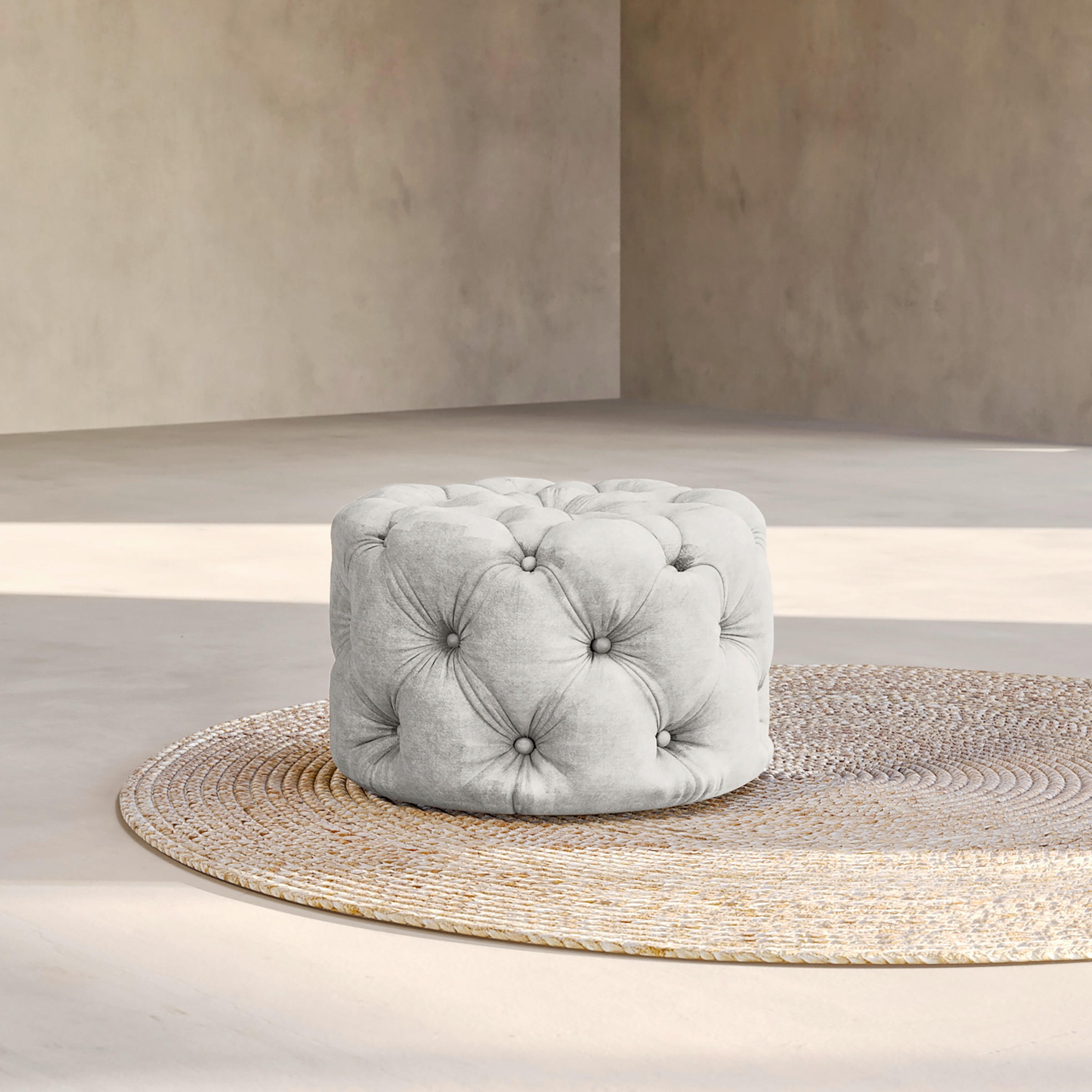 HOCKER in Textil Hellgrau  - Hellgrau/Schwarz, Design, Kunststoff/Textil (60/39/60cm) - P & B