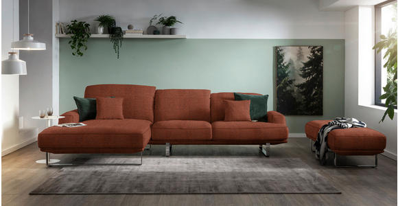 ECKSOFA in Webstoff Rostfarben  - Rostfarben, Design, Textil/Metall (184/304cm) - Dieter Knoll