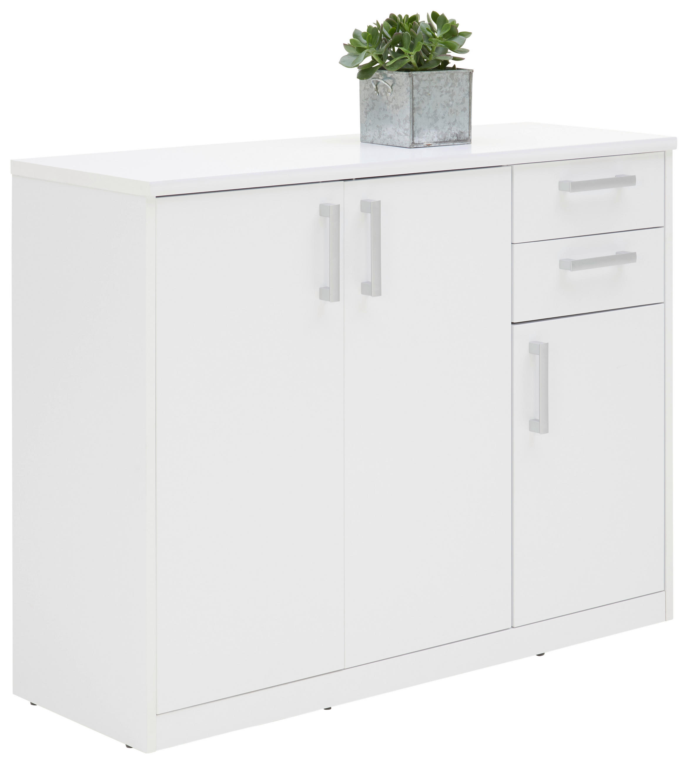 KOMMODE Weiß - Silberfarben/Schwarz, Basics, Holzwerkstoff/Kunststoff (106/84/36cm) - Xora