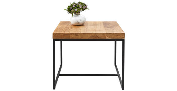COUCHTISCH Eiche massiv 50/50/40 cm quadratisch Schwarz, Eichefarben - Eichefarben/Schwarz, Design, Holz (50/50/40cm) - Novel