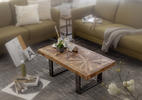 Couchtisch "WL5.950" , Mangoholz massiv rechteckig Naturfarben 105/55/40 cm  - Anthrazit/Naturfarben, LIFESTYLE, Holz/Metall (105/55/40cm) - MID.YOU