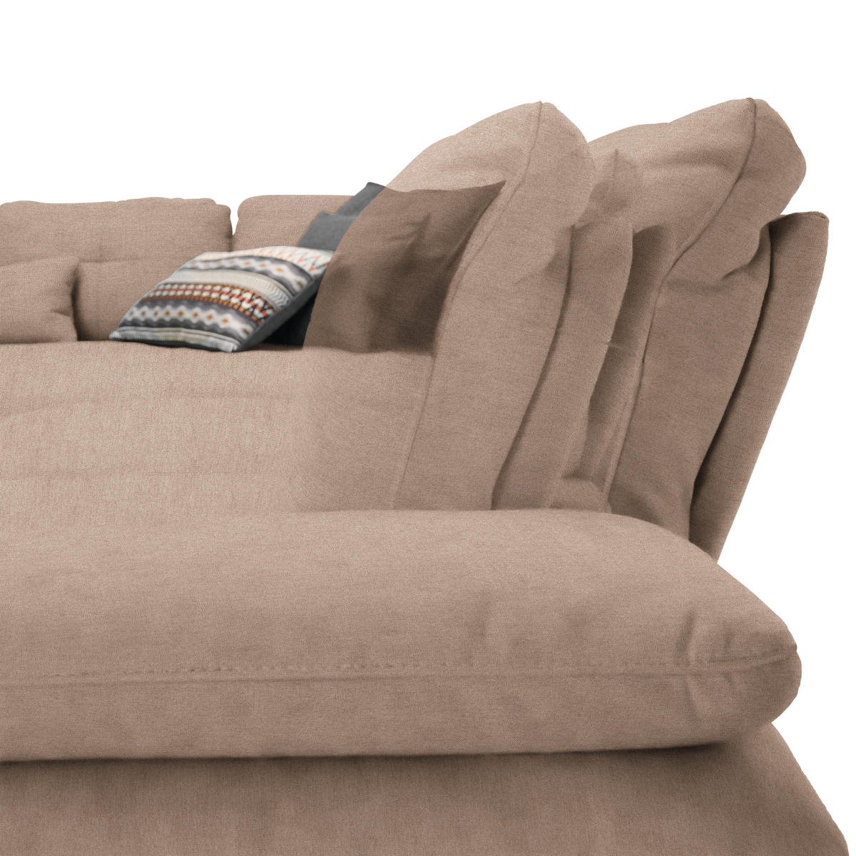 ECKSOFA in Flachgewebe Taupe  - Taupe/Schwarz, Design, Textil/Metall (271/344cm) - Chilliano