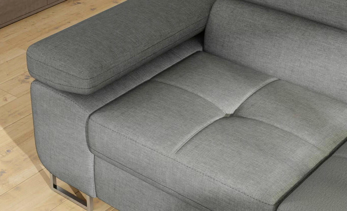 ECKSOFA  Grau Textilgeflecht  - Chromfarben/Grau, Design, Textil/Metall (272/203cm) - MID.YOU