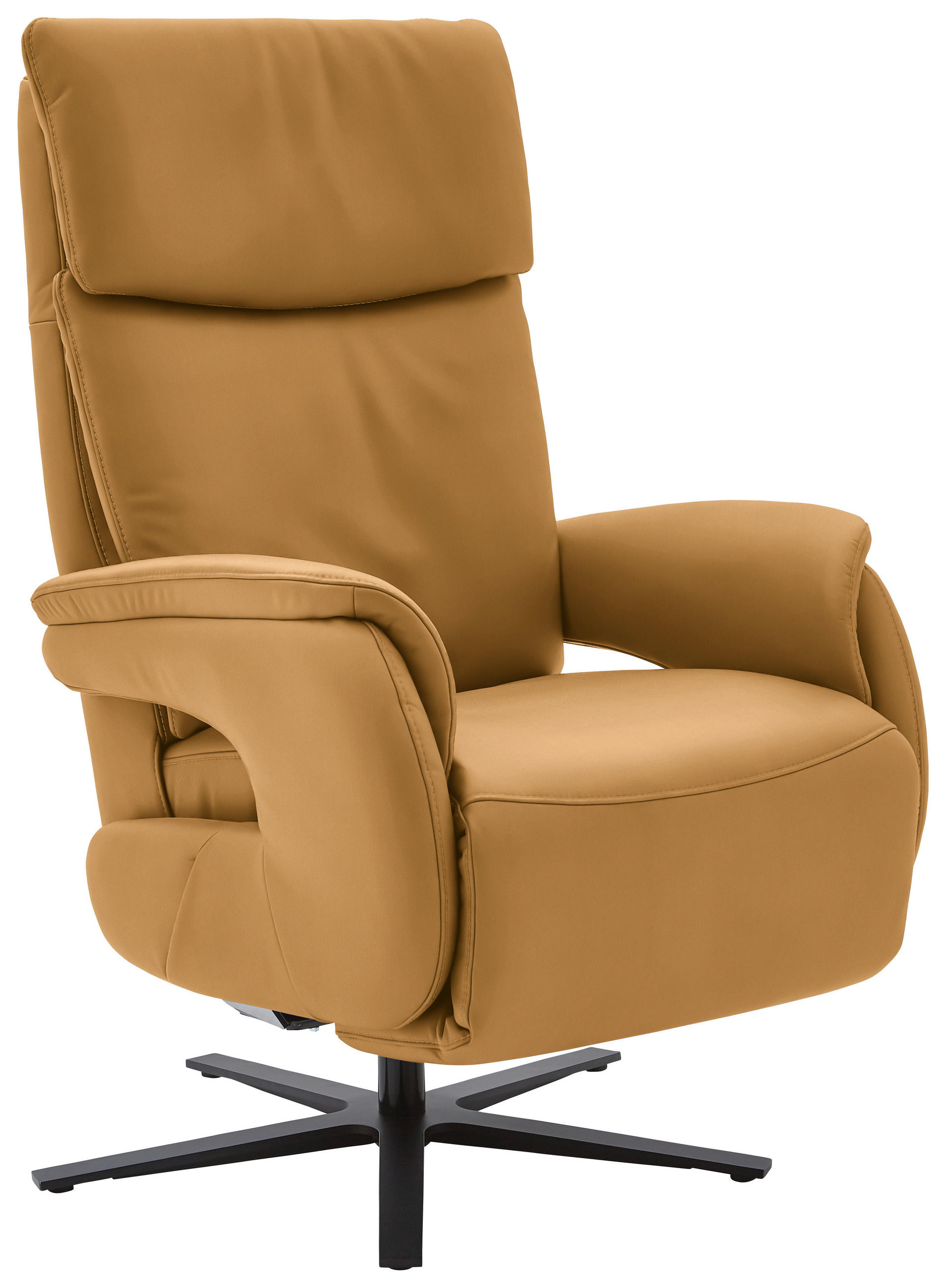 RELAXSESSEL in Leder Currygelb  - Currygelb/Schwarz, Design, Leder/Metall (70/117/85cm) - Dieter Knoll
