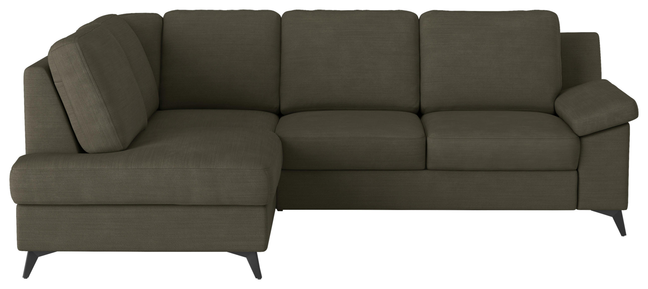 ECKSOFA in Flachgewebe Dunkelgrün  - Dunkelgrün/Schwarz, Konventionell, Textil/Metall (170/242cm) - Cotta