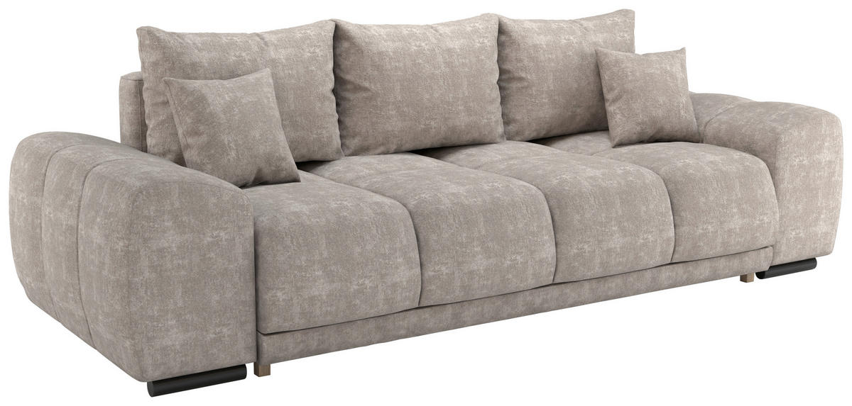 BIGSOFA Chenille Grau  - Schwarz/Grau, KONVENTIONELL, Kunststoff/Textil (266/89/104cm) - Carryhome