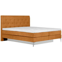 BOXSPRINGBETT 180/200 cm  in Currygelb  - Chromfarben/Currygelb, Design, Textil/Metall (180/200cm) - Welnova