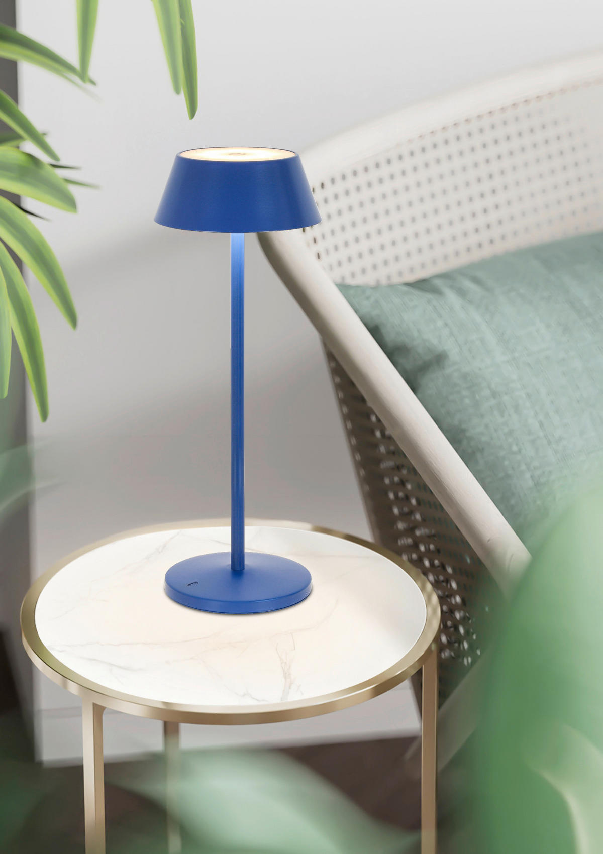 AKKU-TISCHLEUCHTE 11/30 cm  - Blau/Schwarz, Trend, Kunststoff/Metall (11/30cm) - Novel