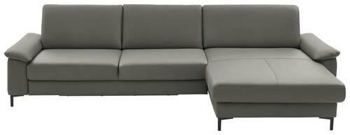 ECKSOFA in Echtleder Grau  334/176 cm  - Schwarz/Grau, Design, Leder/Metall (334/176cm) - Dieter Knoll