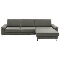 ECKSOFA in Echtleder Grau  - Schwarz/Grau, Design, Leder/Metall (334/176cm) - Dieter Knoll