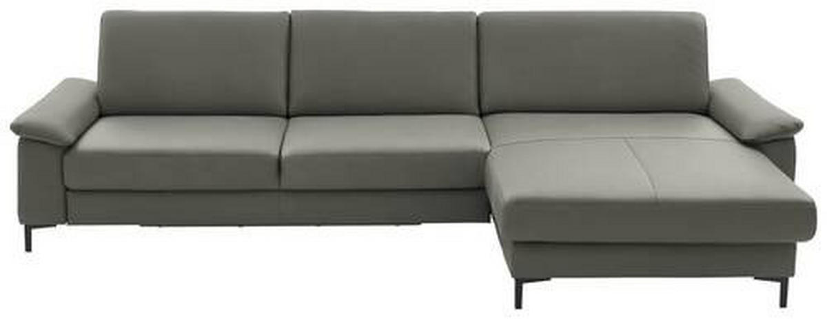 ECKSOFA in Echtleder Grau  - Schwarz/Grau, Design, Leder/Metall (334/176cm) - Dieter Knoll