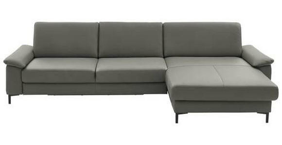 ECKSOFA in Echtleder Grau  - Schwarz/Grau, Design, Leder/Metall (334/176cm) - Dieter Knoll