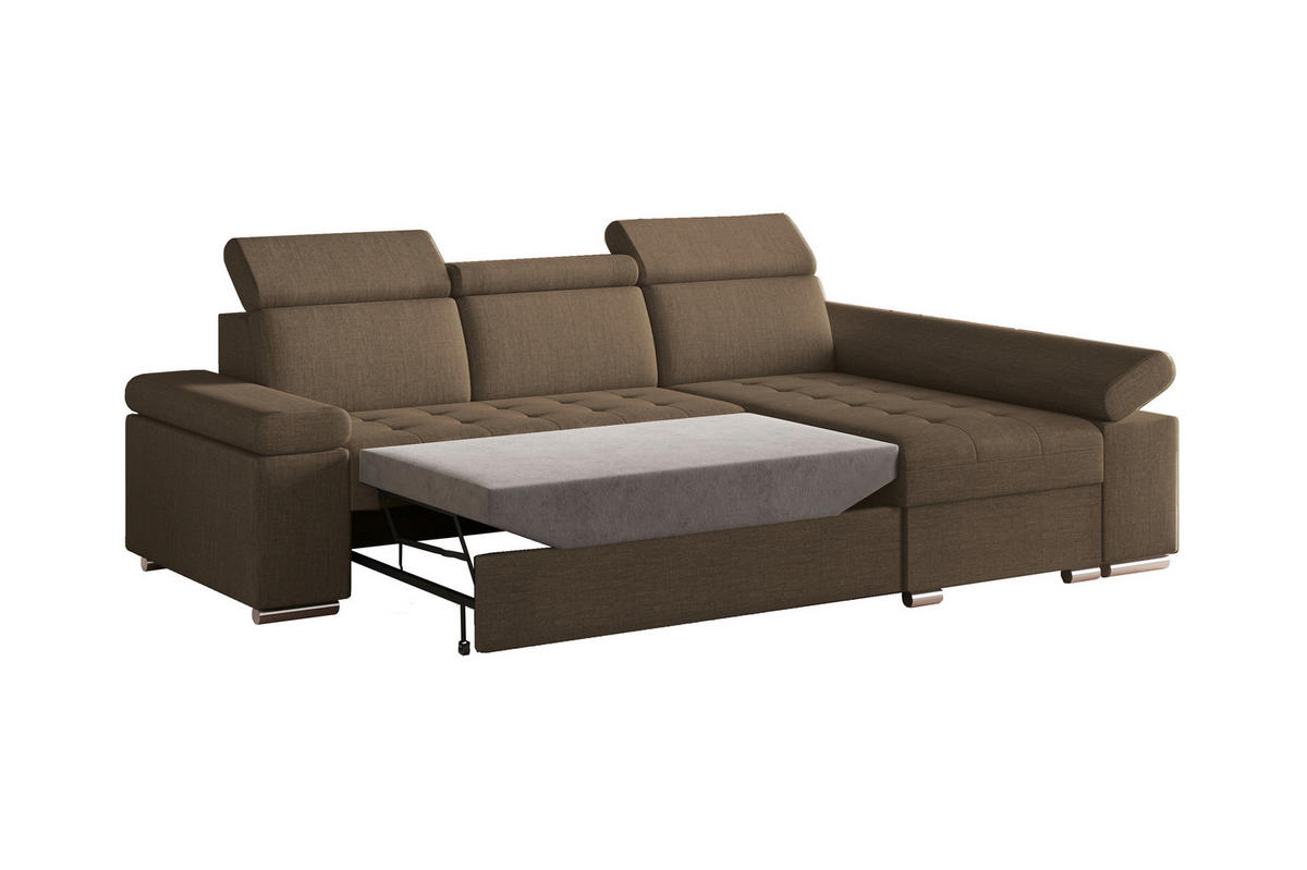 ECKSOFA TORONTO in Webstoff Braun  - Silberfarben/Braun, Design, Kunststoff/Textil (260/168cm) - MID.YOU