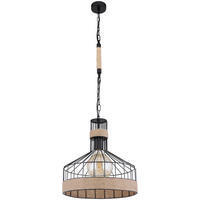 HÄNGELEUCHTE Halia 35/135 cm   - Schwarz/Braun, Natur, Naturmaterialien/Metall (35/135cm) - Globo