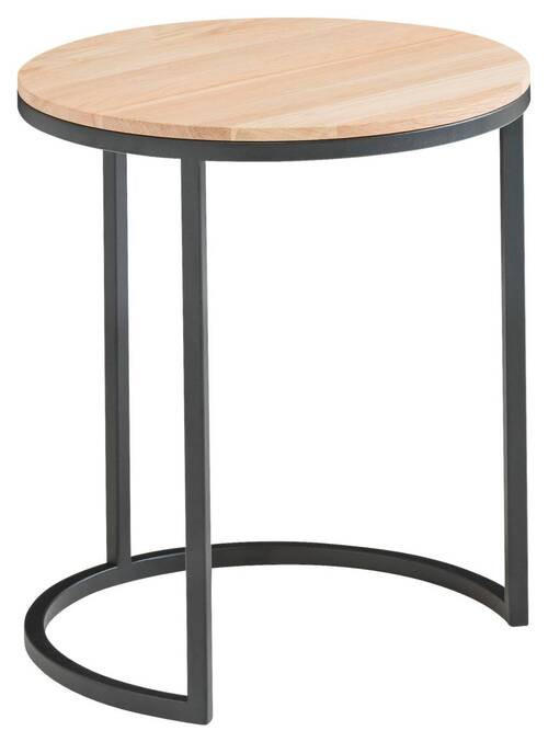 BEISTELLTISCH 39/39/48 cm Eiche Bianco rund  - Eiche Bianco/Schwarz, Design, Holz/Metall (39/39/48cm) - Johann Jakob