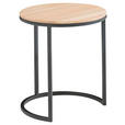 BEISTELLTISCH 39/39/48 cm Eiche Bianco rund  - Eiche Bianco/Schwarz, Design, Holz/Metall (39/39/48cm) - Johann Jakob