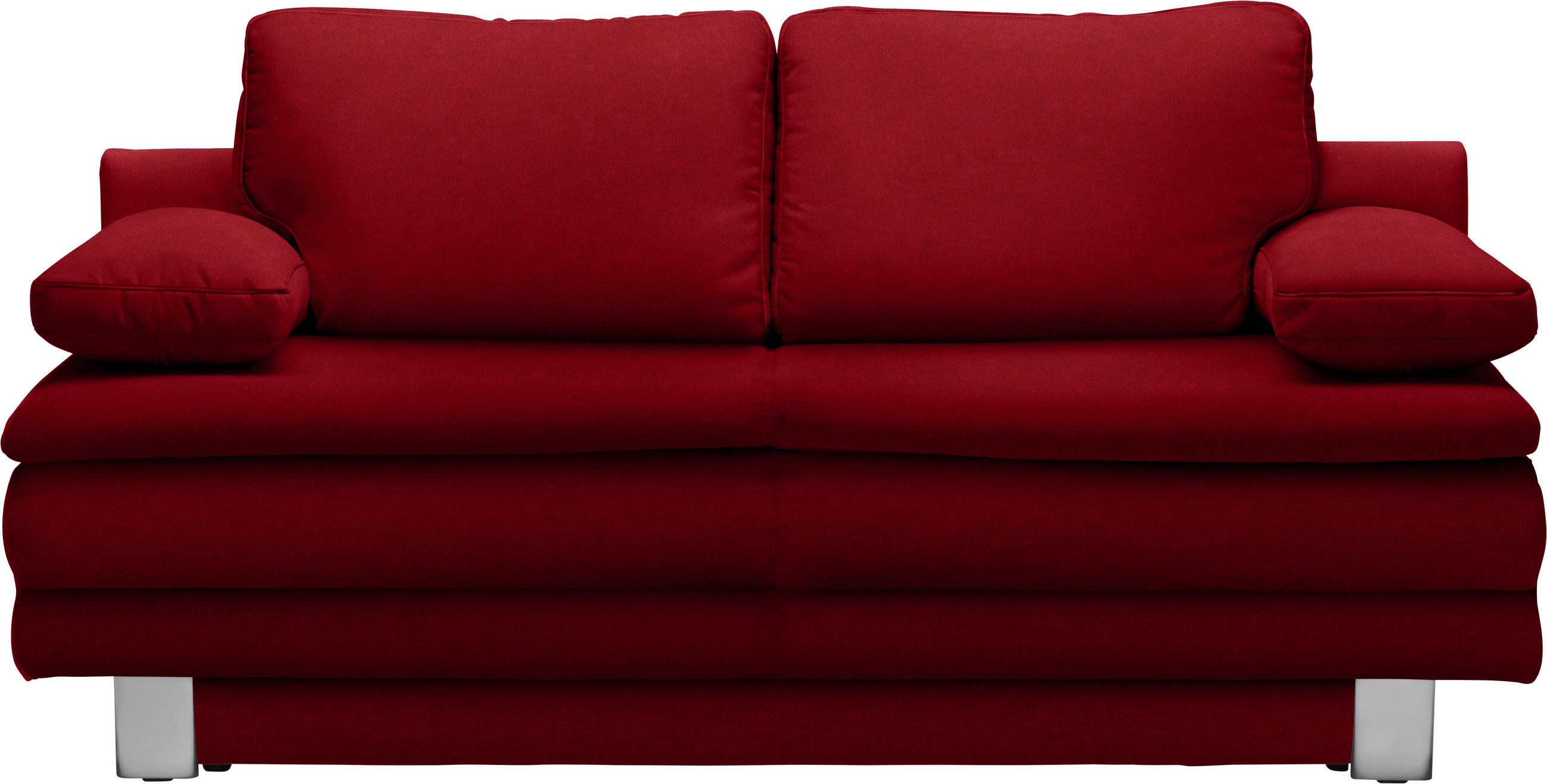 SCHLAFSOFA in Flachgewebe Dunkelrot  - Chromfarben/Dunkelrot, Design, Textil/Metall (194/96/86cm) - Novel